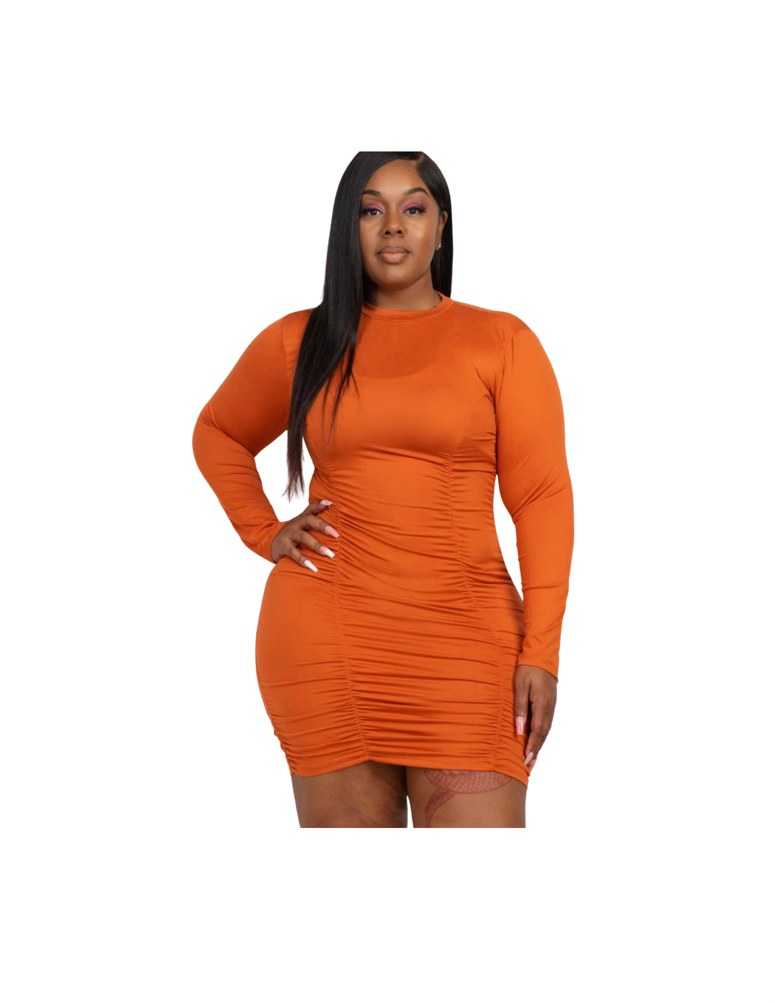 Ruched Long Sleeve Bodycon Dress – QT&J Collections